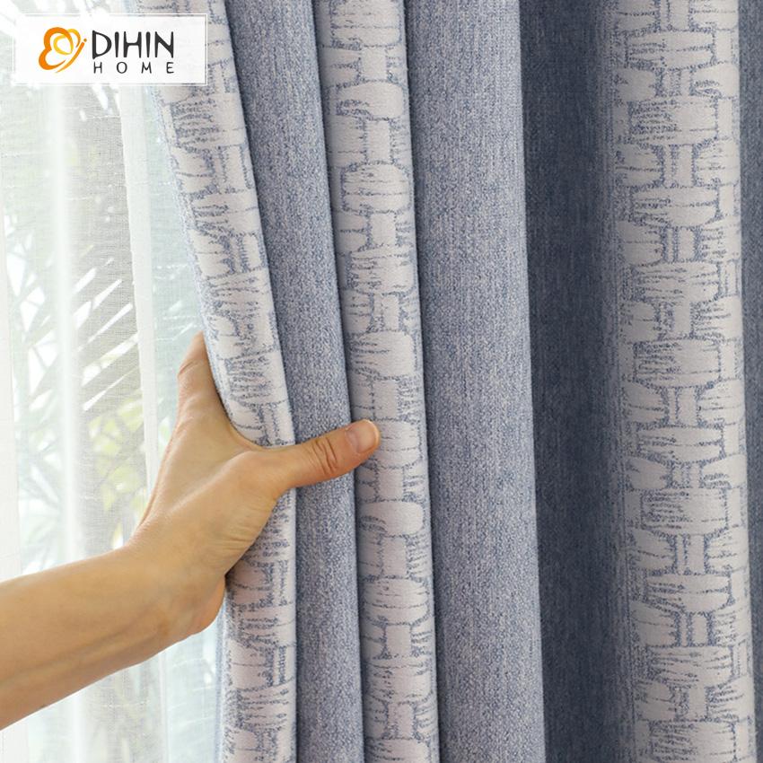 DIHIN HOME Modern Light Blue Thichness Luxury Curtain,Blackout Grommet Window Curtain for Living Room ,52x63-inch,1 Panel