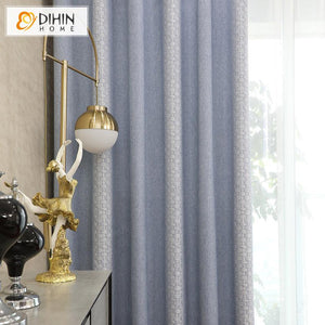 DIHIN HOME Modern Light Blue Thichness Luxury Curtain,Blackout Grommet Window Curtain for Living Room ,52x63-inch,1 Panel