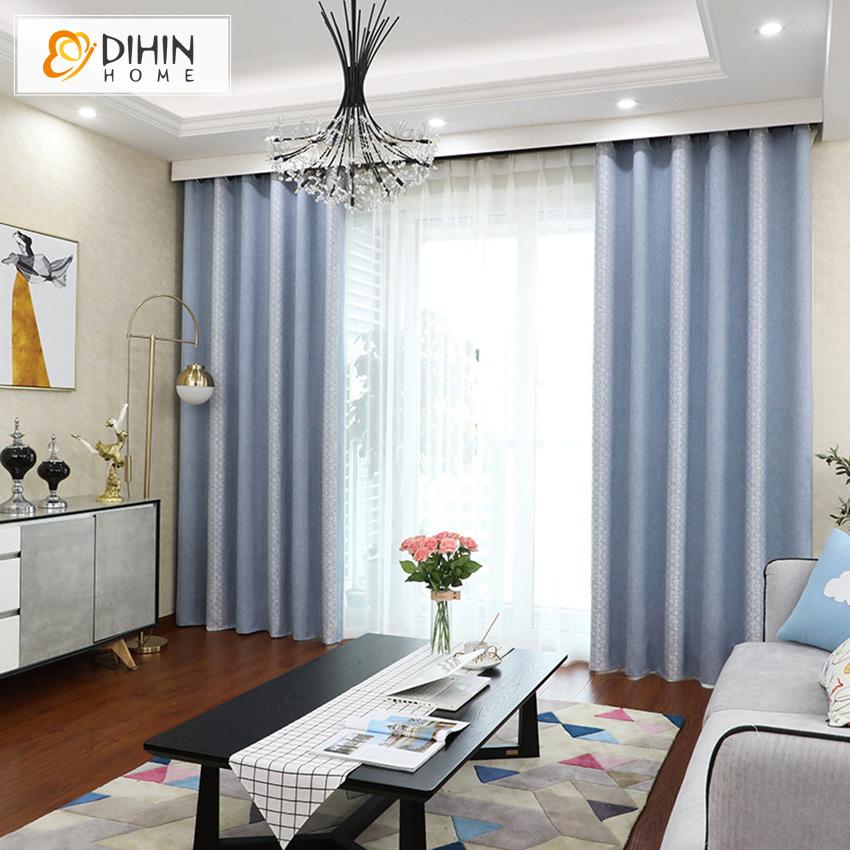 DIHIN HOME Modern Light Blue Thichness Luxury Curtain,Blackout Grommet Window Curtain for Living Room ,52x63-inch,1 Panel