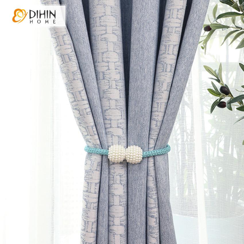 DIHIN HOME Modern Light Blue Thichness Luxury Curtain,Blackout Grommet Window Curtain for Living Room ,52x63-inch,1 Panel