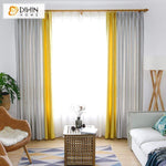 DIHINHOME Home Textile Modern Curtain DIHIN HOME Modern Light Grey and Yellow Spliced Curtains，Blackout Grommet Window Curtain for Living Room ,52x63-inch,1 Panel