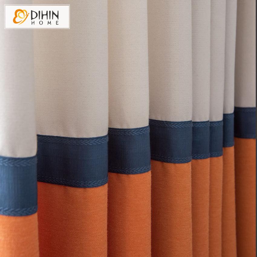 DIHIN HOME Modern Line Pattern Curtains,Blackout Grommet Window Curtain for Living Room ,52x63-inch,1 Panel