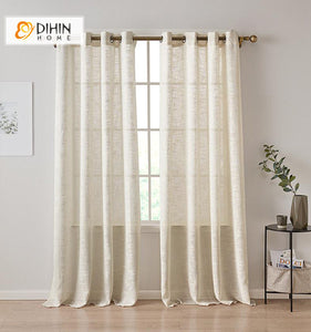 DIHIN HOME Modern Linen Color Fabric,Blackout Grommet Window Curtain for Living Room ,52x63-inch,1 Panel