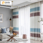 DIHIN HOME Modern Linen Fabric Striped Curtains,Grommet Window Curtain for Living Room ,52x63-inch,1 Panel