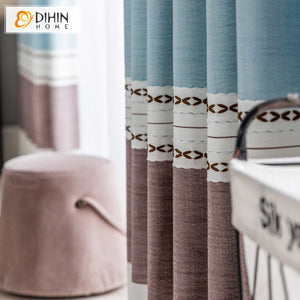 DIHINHOME Home Textile Modern Curtain DIHIN HOME Modern Linen Fabric Striped Curtains,Grommet Window Curtain for Living Room ,52x63-inch,1 Panel
