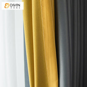 DIHINHOME Home Textile Modern Curtain DIHIN HOME Modern Luxury Grey and Yellow Color Printed,Blackout Grommet Window Curtain for Living Room ,52x63-inch,1 Panel