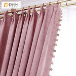 DIHINHOME Home Textile Modern Curtain DIHIN HOME Modern Luxury Thick Fabric Pink Curtains With Bead,Blackout Grommet Window Curtain for Living Room ,52x63-inch,1 Panel