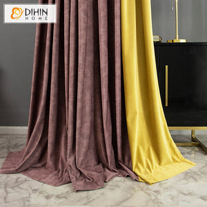 DIHIN HOME Modern Maroon and Yellow Embossed Curtains,Blackout Curtains Grommet Window Curtain for Living Room ,52x63-inch,1 Panel