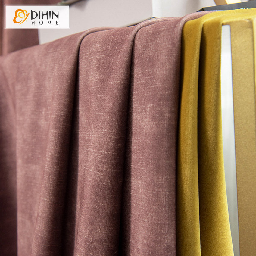 DIHINHOME Home Textile Modern Curtain DIHIN HOME Modern Maroon and Yellow Embossed Curtains,Blackout Curtains Grommet Window Curtain for Living Room ,52x63-inch,1 Panel