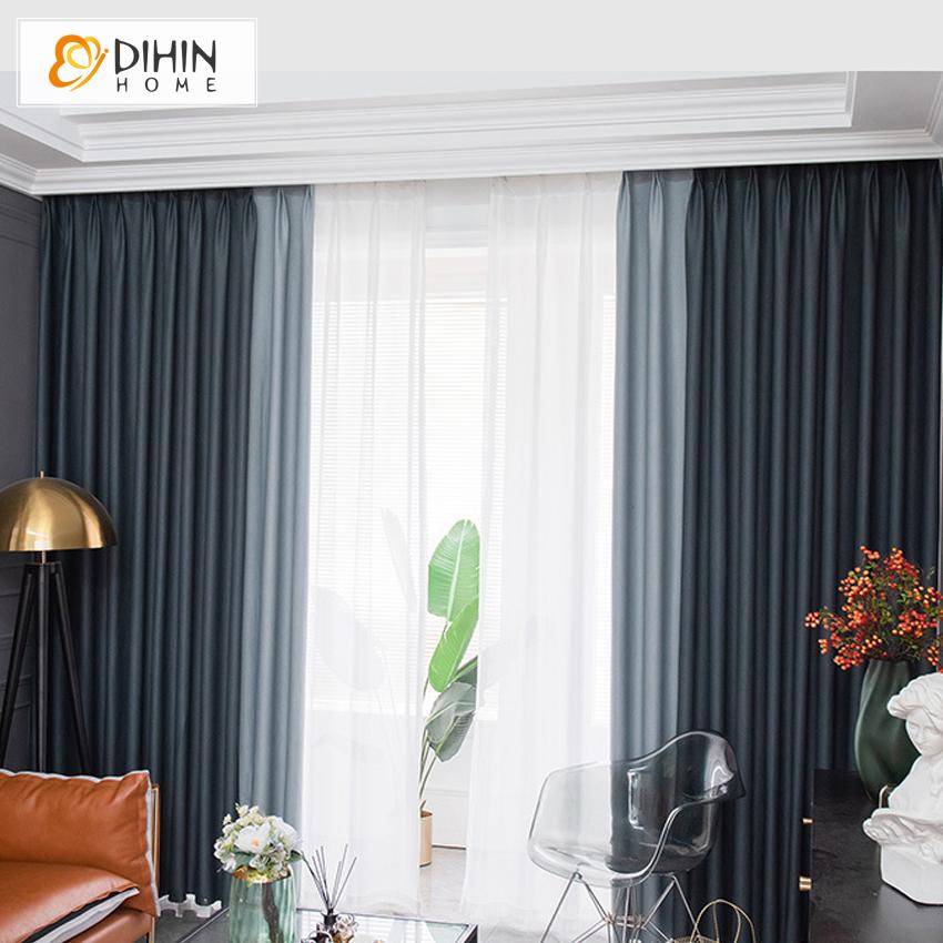 DIHINHOME Home Textile Modern Curtain DIHIN HOME Modern Minimalist Style Grey Fishbone Pattern Printed,Blackout Grommet Window Curtain for Living Room ,52x63-inch,1 Panel
