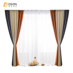 DIHINHOME Home Textile Modern Curtain DIHIN HOME Modern Modern Three-color Stitching Curtains,Grommet Window Curtain for Living Room,52x63-inch,1 Panel