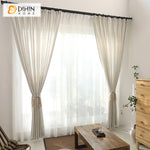 DIHINHOME Home Textile Modern Curtain DIHIN HOME Modern Natural Linen Fabric Striped Curtains,Blackout Grommet Window Curtain for Living Room ,52x63-inch,1 Panel