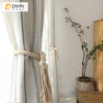 DIHINHOME Home Textile Modern Curtain DIHIN HOME Modern Natural Linen Fabric Striped Curtains,Blackout Grommet Window Curtain for Living Room ,52x63-inch,1 Panel