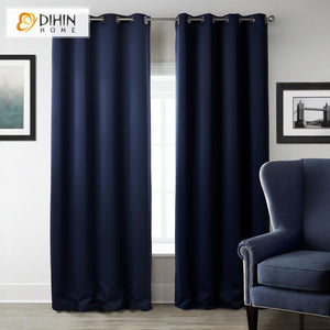 DIHIN HOME Modern Navy Blue Color Curtains,Blackout Grommet Window Curtain for Living Room ,52x63-inch,1 Panel