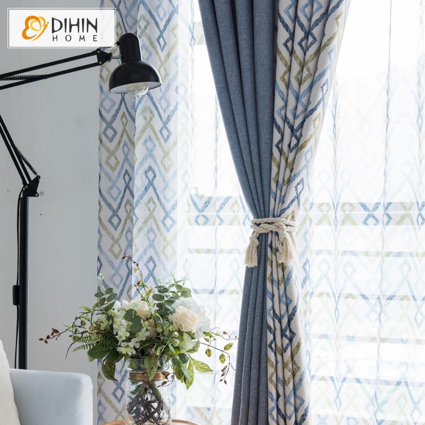 DIHINHOME Home Textile Modern Curtain DIHIN HOME Modern Neat Colorful Geometric Printed,Blackout Grommet Window Curtain for Living Room ,52x63-inch,1 Panel