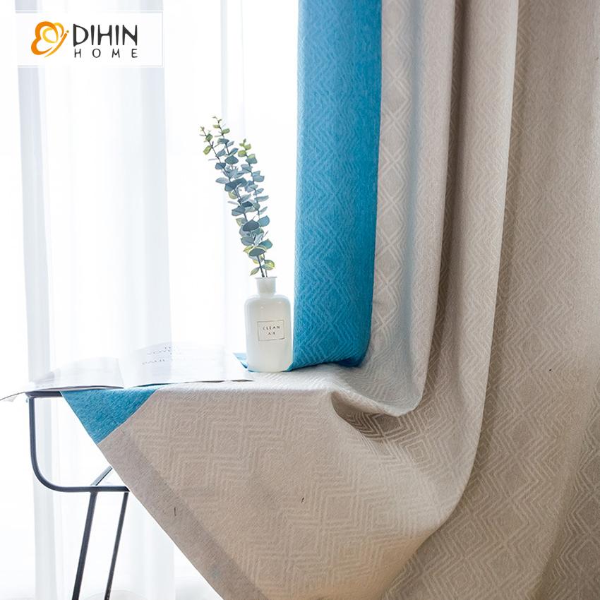 DIHIN HOME Modern Neat Geometric Texture,Blackout Grommet Window Curtain for Living Room ,52x63-inch,1 Panel