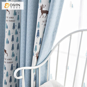 DIHIN HOME Modern Nordic Deer Pattern Curtain,Blackout Curtains Grommet Window Curtain for Living Room ,52x84-inch,1 Panel