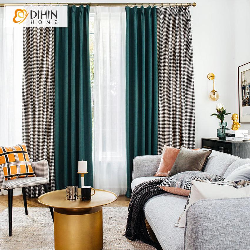 DIHIN HOME Modern Nordic Houndstooth Fashion Curtain,Blackout Curtains Grommet Window Curtain for Living Room ,52x84-inch,1 Panel