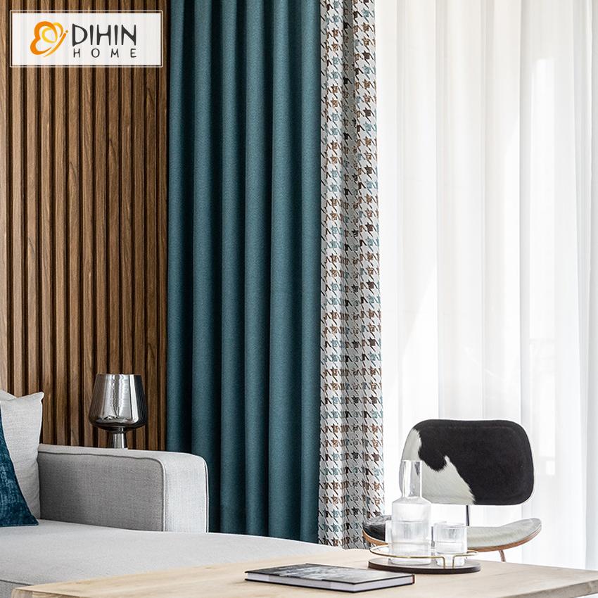 DIHIN HOME Modern Nordic Houndstooth Pattern,Blackout Grommet Window Curtain for Living Room ,52x63-inch,1 Panel