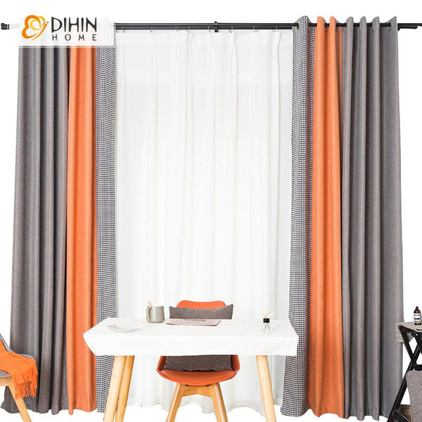DIHIN HOME Modern Houndstooth Printed,Grommet Window Curtain for Living  Room,52x63-inch,1 Panel