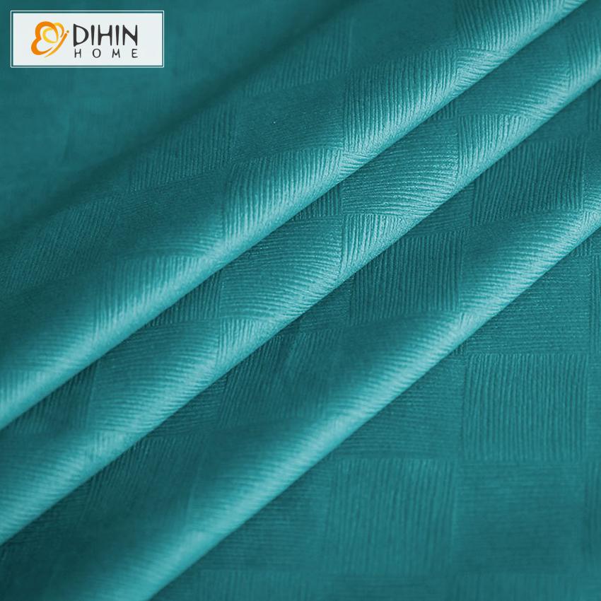 DIHIN HOME Modern Nordic Rhombic Embossing Aquamarine Customized Curtains,Blackout Grommet Window Curtain for Living Room ,52x63-inch,1 Panel