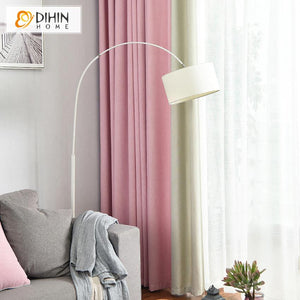 DIHIN HOME Modern Nordic Style Beige and Pink Color Customized Valance ,Blackout Curtains Grommet Window Curtain for Living Room ,52x84-inch,1 Panel