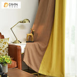 DIHIN HOME Modern Nordic Style Coffee and Yellow Color Customized Curtain,Blackout Curtains Grommet Window Curtain for Living Room ,52x84-inch,1 Panel