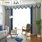DIHIN HOME Modern Nordic Style Light Grey and Navy Blue Color Customized Valance ,Blackout Curtains Grommet Window Curtain for Living Room ,52x84-inch,1 Panel