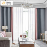 DIHINHOME Home Textile Modern Curtain DIHIN HOME Modern Pink and Grey Color Thickening Cotton Linen,Blackout Grommet Window Curtain for Living Room ,52x63-inch,1 Panel