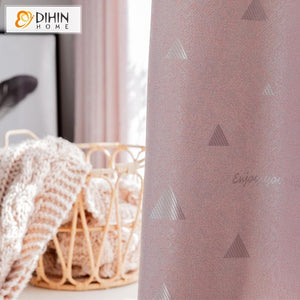 DIHIN HOME Modern Pink Color Small Triangle Pattern Printed Curtain,Blackout Curtains Grommet Window Curtain for Living Room ,52x84-inch,1 Panel