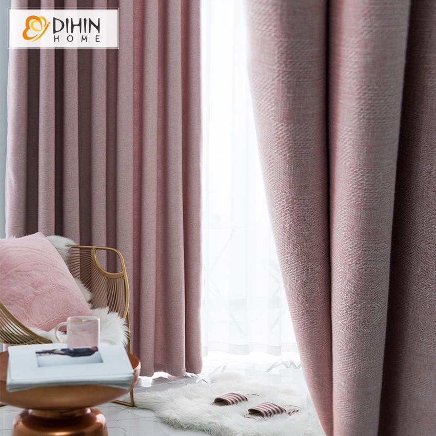 DIHIN HOME Modern Pink Jacquard Customized Curtains,Blackout Grommet Window Curtain for Living Room ,52x63-inch,1 Panel