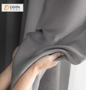 DIHIN HOME Modern Pure Grey Sheer Curtains,Half Blackout Grommet Window Curtain for Living Room ,52x63-inch,1 Panel