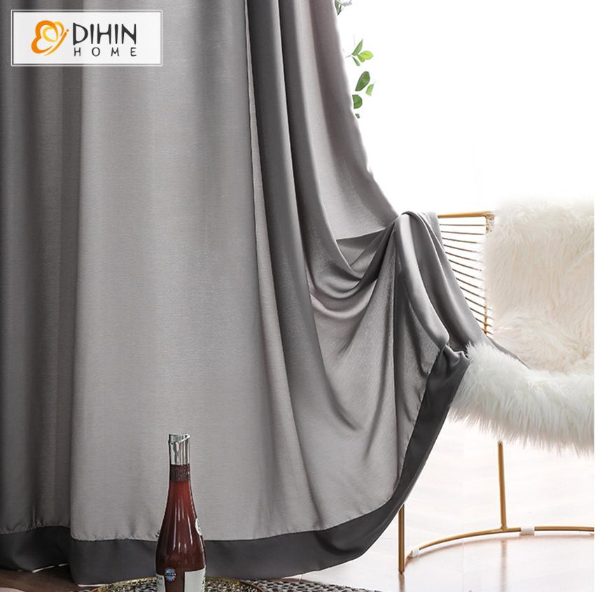 DIHIN HOME Modern Pure Grey Sheer Curtains,Half Blackout Grommet Window Curtain for Living Room ,52x63-inch,1 Panel