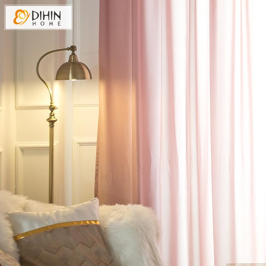 DIHIN HOME Modern Pure Pink Sheer Curtains,Half Blackout Grommet Window Curtain for Living Room ,52x63-inch,1 Panel