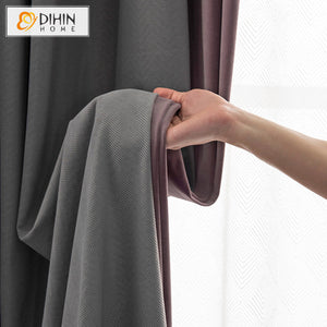 DIHINHOME Home Textile Modern Curtain DIHIN HOME Modern Purple and Grey Color,Blackout Curtains Grommet Window Curtain for Living Room ,52x63-inch,1 Panel