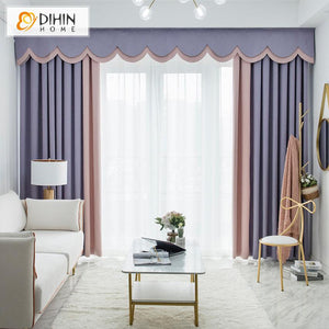 DIHIN HOME Modern Purple and Pink High Quality Valance ,Blackout Curtains Grommet Window Curtain for Living Room ,52x84-inch,1 Panel