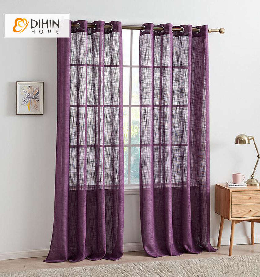 DIHIN HOME Modern Purple Color Fabric,Blackout Grommet Window Curtain for Living Room ,52x63-inch,1 Panel