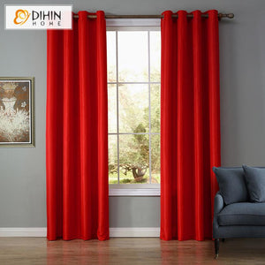 DIHIN HOME Modern Red Color Curtains,Blackout Grommet Window Curtain for Living Room ,52x63-inch,1 Panel