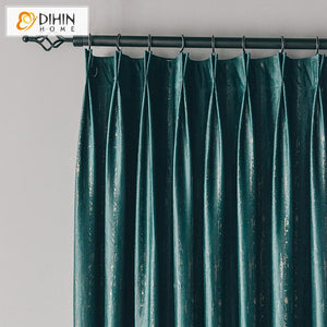 DIHIN HOME Modern Retro Green Abstraction Jacquard,Blackout Curtains Grommet Window Curtain for Living Room ,52x63-inch,1 Panel