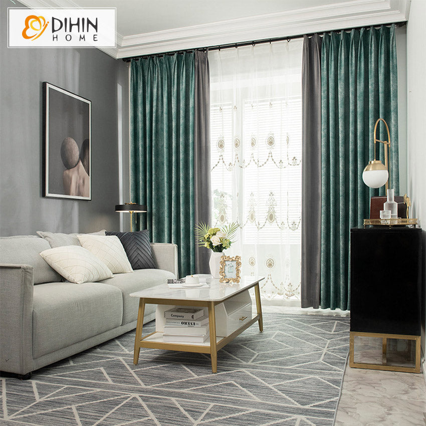 DIHINHOME Home Textile Modern Curtain DIHIN HOME Modern Retro Jacquard,Blackout Curtains Grommet Window Curtain for Living Room,52x63-inch,1 Panel
