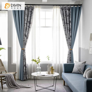 DIHIN HOME Modern Retro Old Newspaper Printed,Blackout Grommet Window Curtain for Living Room ,52x63-inch,1 Panel