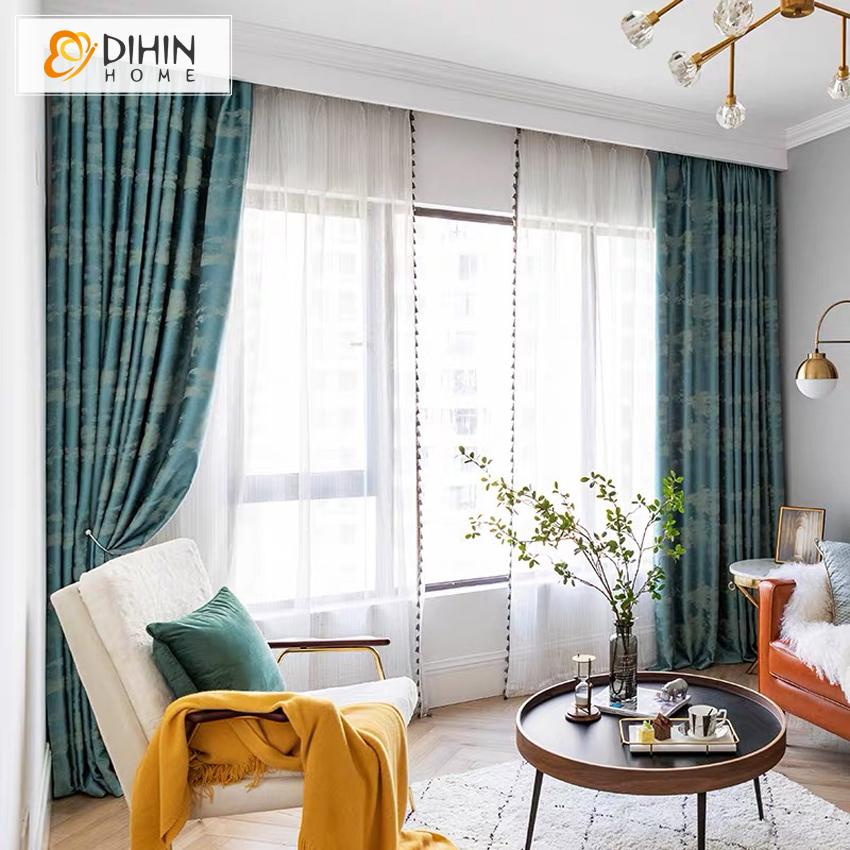 DIHIN HOME Modern Retro Simple texture Customized Curtains,Blackout Grommet Window Curtain for Living Room ,52x63-inch,1 Panel