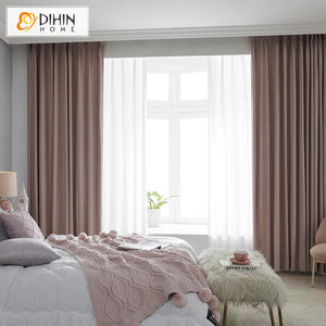 DIHINHOME Home Textile Modern Curtain DIHIN HOME Modern Rubber Pink Color Velvet,Blackout Grommet Window Curtain for Living Room ,52x63-inch,1 Panel