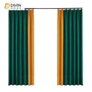 DIHINHOME Home Textile Modern Curtain DIHIN HOME Modern Simple Green and Yellow Color Jacquard,Blackout Grommet Window Curtain for Living Room ,52x63-inch,1 Panel