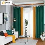 DIHIN HOME Modern Simple Green and Yellow Color Jacquard,Blackout Grommet Window Curtain for Living Room ,52x63-inch,1 Panel