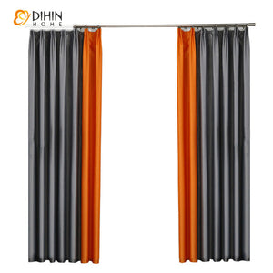DIHINHOME Home Textile Modern Curtain DIHIN HOME Modern Simple Hermes Orange and Grey Color Printed,Blackout Grommet Window Curtain for Living Room ,52x63-inch,1 Panel