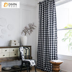 DIHIN HOME Modern Simple Plaid Curtains With Lace ,Blackout Grommet Window Curtain for Living Room ,52x63-inch,1 Panel