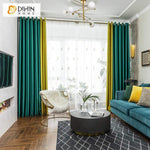 DIHIN HOME Modern Soft Fabric Spliced Curtains，Blackout Grommet Window Curtain for Living Room ,52x63-inch,1 Panel