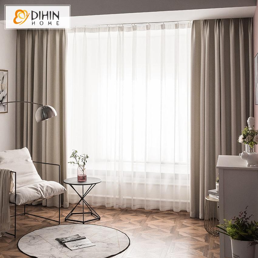 DIHINHOME Home Textile Modern Curtain DIHIN HOME Modern Solid Beige Printed,Blackout Grommet Window Curtain for Living Room ,52x63-inch,1 Panel