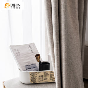 DIHINHOME Home Textile Modern Curtain DIHIN HOME Modern Solid Color Cotton Linen Cloth,Blackout Grommet Window Curtain for Living Room ,52x63-inch,1 Panel